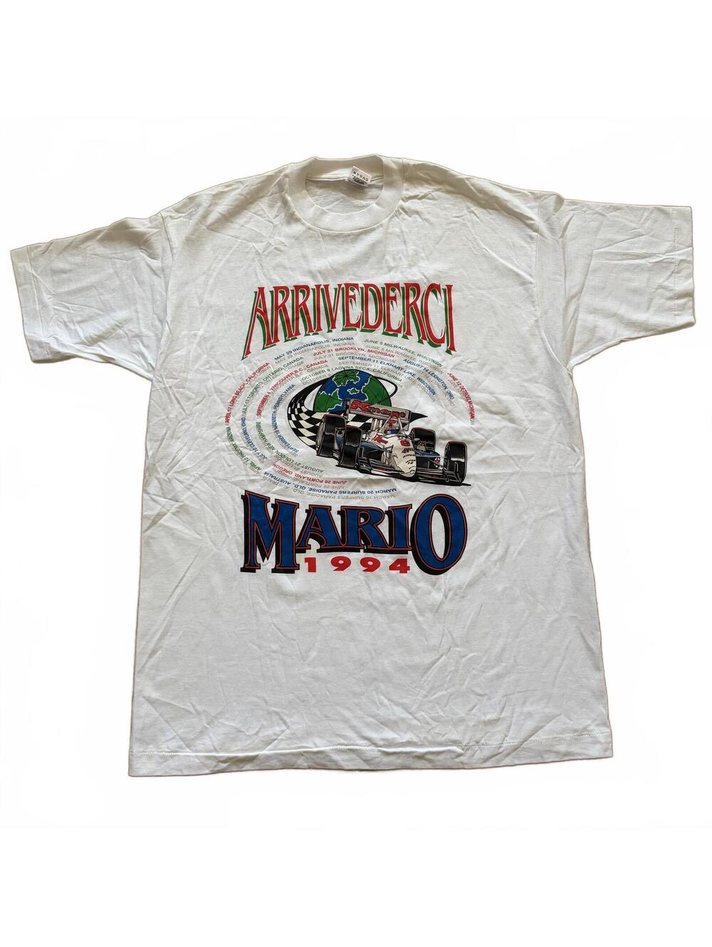 Vintage Mario Andretti 1994 Arrivederci Racing T-Shirt IndyCar Nascar Size XL
